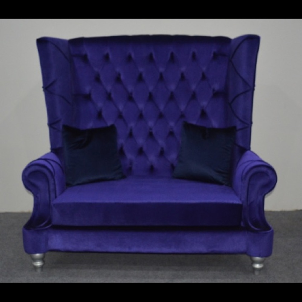 Sassy&Classy Velour Royal Blue Throne Loveseat